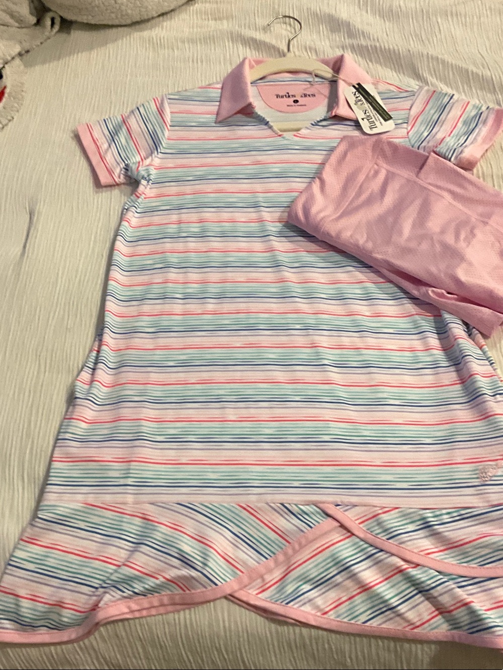 Girls' Pink Striped Polo Athletic Dress w/shorts